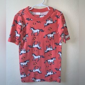 9/10 girls Hanna Andersson coral pink unicorn pajama set